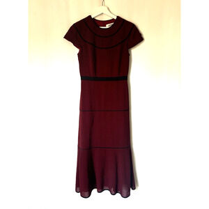 Cefinn Dress 4 Womens Midi Burgundy Short Sleeve Lined Cocktail Occassion